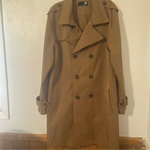 J. Ferrar Trench Coat Caramel Brown Mid Length Double Breasted Men’s XL